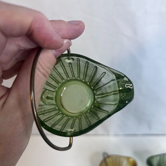 VTG Hazel Atlas Depression Glass Coal Bucket Ashtrays Scuttle 3 Green-1 Amber 2" - Picture 3 of 6